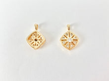 Load image into Gallery viewer, Gold Diamond Shape Filigree Pendant Charm in 18K Gold plated Copper 10pcs
