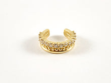 Load image into Gallery viewer, Real Gold/Platinum 18K Plated Copper CZ Pave Triple Band Ear Cuffs (No Piercing!!) 4 pcs
