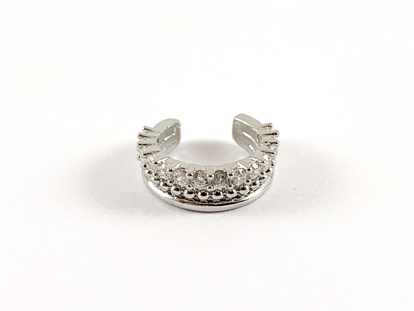 Real Gold/Platinum 18K Plated Copper CZ Pave Triple Band Ear Cuffs (No Piercing!!) 4 pcs