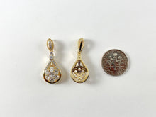 Load image into Gallery viewer, Vintage Teardrop Pendant- CZ Pave 18K Gold Plated Fancy Diamond in Copper Base 6pcs
