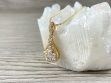 Load image into Gallery viewer, Vintage Teardrop Pendant- CZ Pave 18K Gold Plated Fancy Diamond in Copper Base 6pcs
