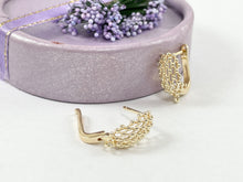 Load image into Gallery viewer, 18K Gold Plated Copper Weave Filigree Earring Huggies Component 5 pairs
