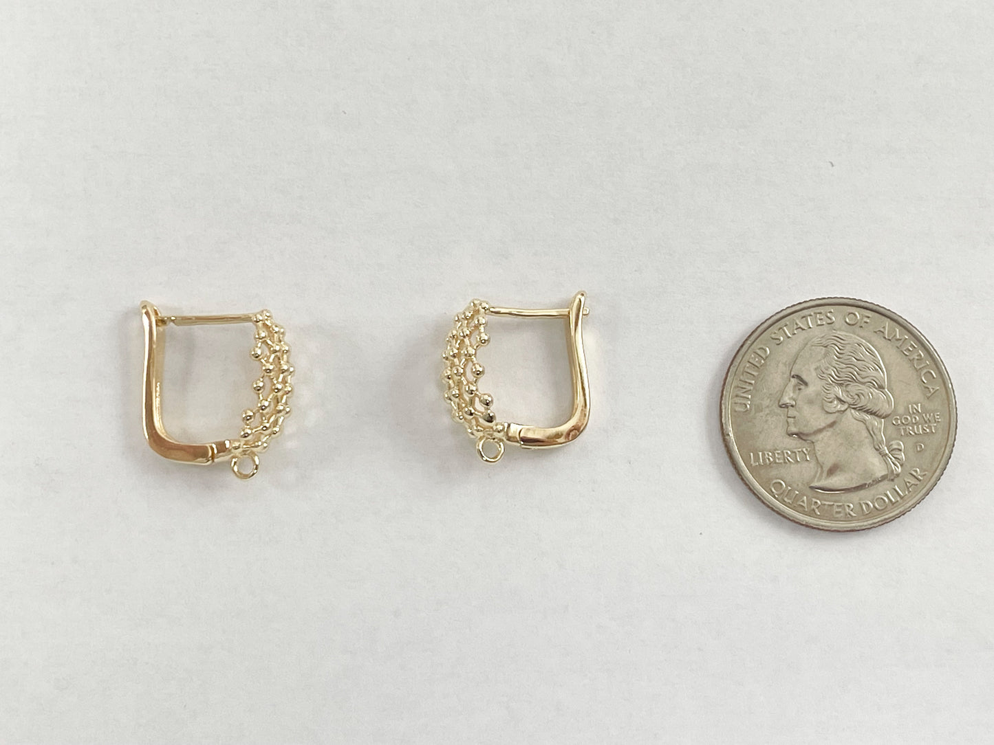 Pendiente de filigrana con tejido de cobre chapado en oro de 18 quilates, componente Huggies, 5 pares