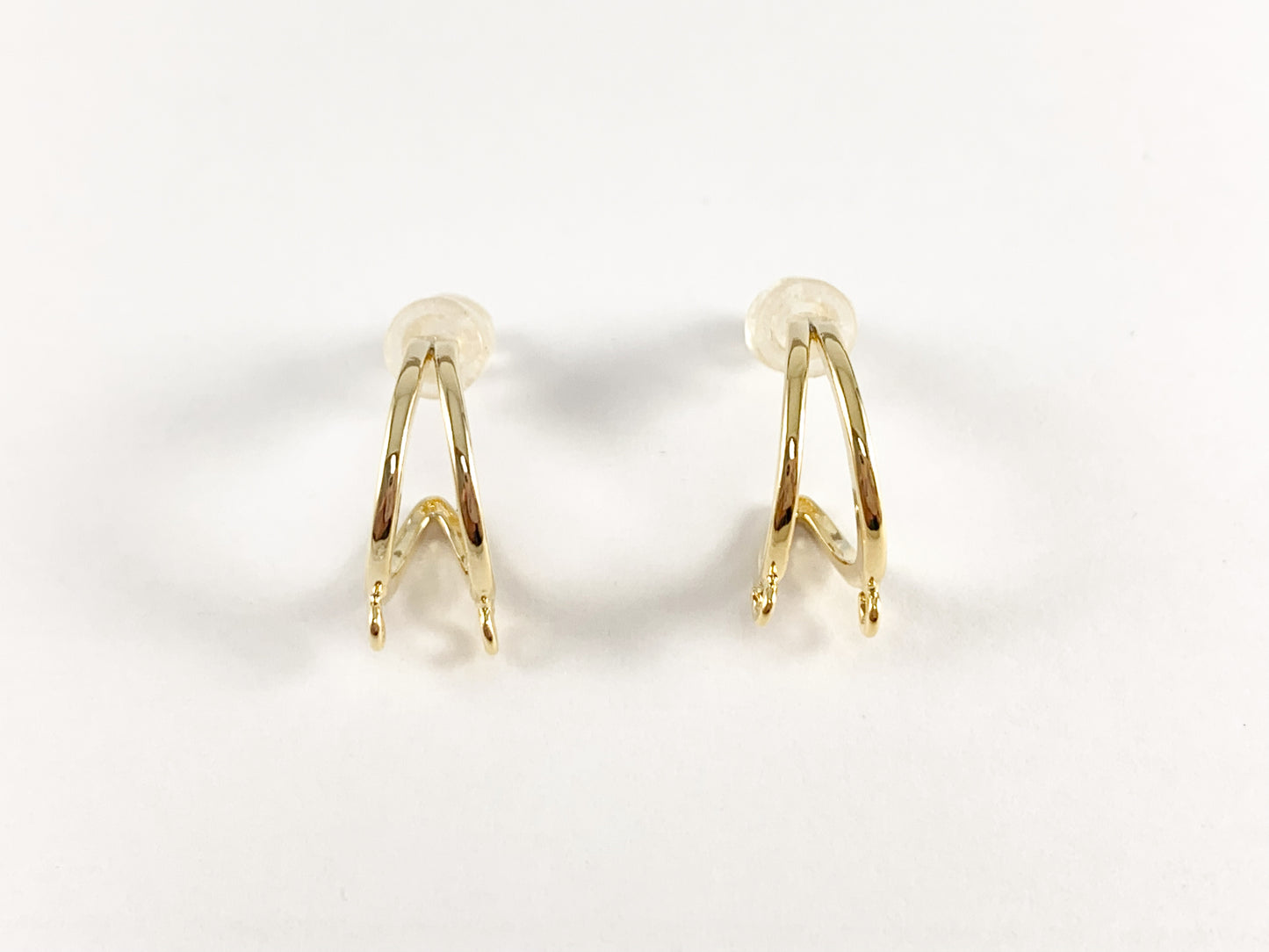 Pendiente Componente Medio Aro con 2 presillas en Oro 18k o baño de plata sobre cobre 5 pares