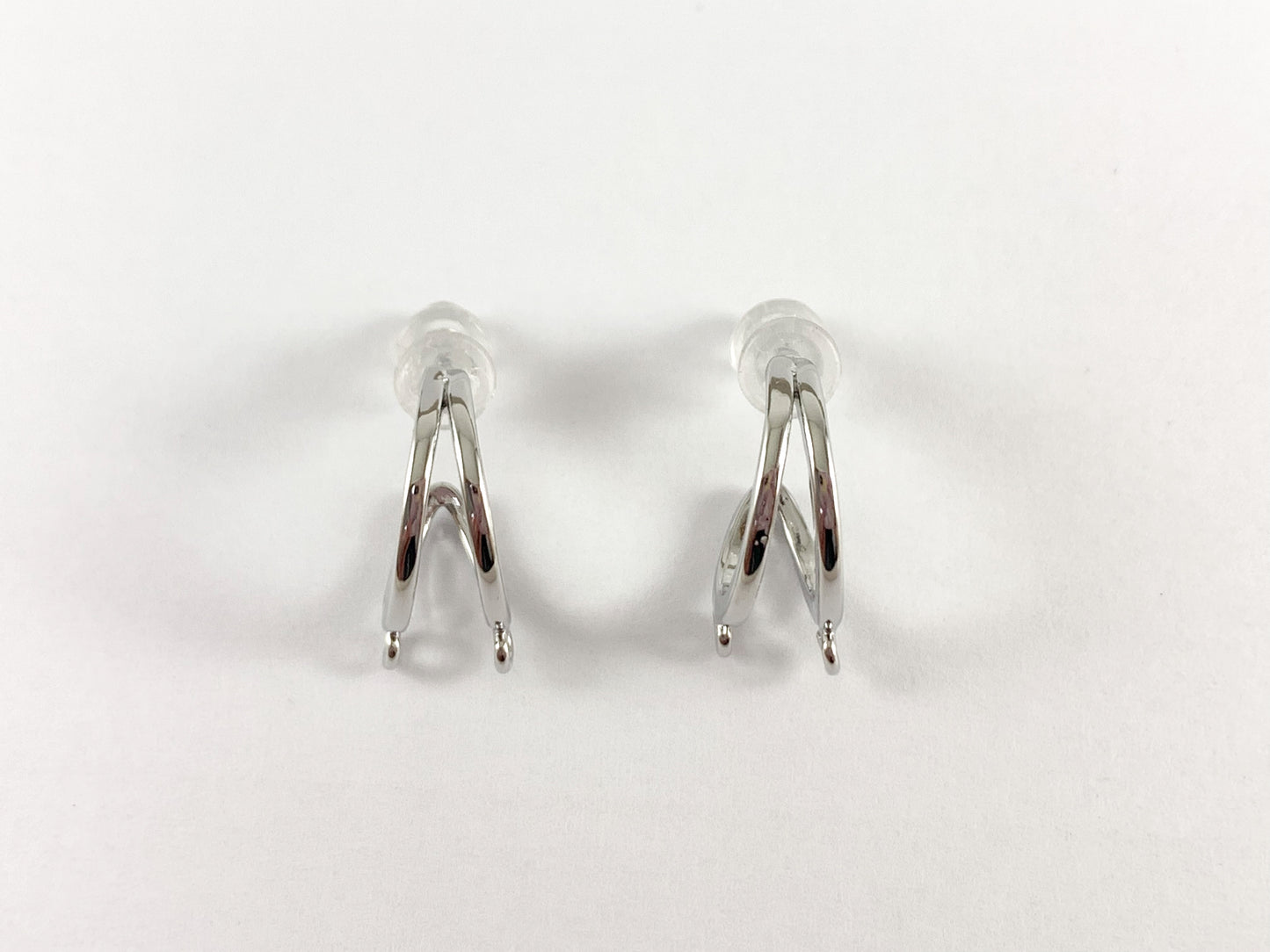 Pendiente Componente Medio Aro con 2 presillas en Oro 18k o baño de plata sobre cobre 5 pares