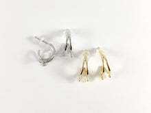 Load image into Gallery viewer, Earring Half Hoop Component with 2 loops in 18k Gold or silver plated over copper 5 pairs
