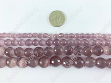 Load image into Gallery viewer, Faceted Round Cat&#39;s Eye Dyed Eggplant Purple Beads Around 15&quot;
