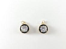 Load image into Gallery viewer, 18K Gold Plated Enamel CZ Pave Coin Charms Over Copper 6pcs
