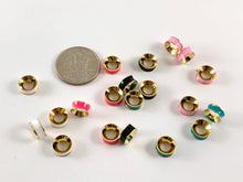 Load image into Gallery viewer, 7mm Real 18K Gold Plated Enamel Rondelle Spacer Over Copper 10pcs
