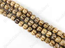 Load image into Gallery viewer, Hand Carved Bone -Tan Brown Etched Shiny Glossy Finish Bone Beads
