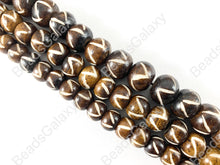 Load image into Gallery viewer, Hand Carved Bone - Brown Etched Zigzag Pattern Shiny Glossy Finish Bone Beads
