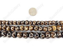 Load image into Gallery viewer, Hand Carved Bone - Brown Etched Zigzag Pattern Shiny Glossy Finish Bone Beads
