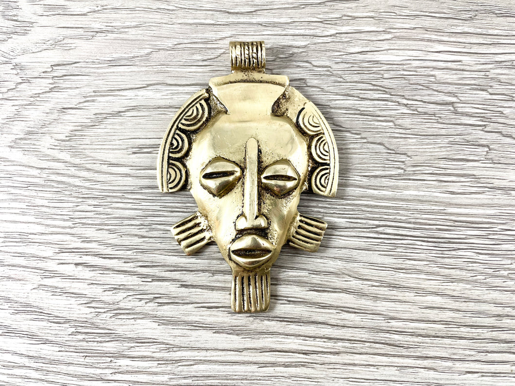 African Tribal Mask Pendants in Brass