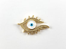 Load image into Gallery viewer, Real Gold 18K Plated Micro CZ Pave Enamel Eyelash Pendant Over Copper 6pcs
