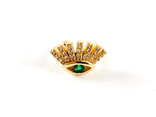 Load image into Gallery viewer, Real Gold 18K Plated Copper CZ Pave Green Evil Eye Ear Cuffs (No Piercing!!) 4 pcs
