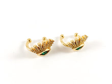 Load image into Gallery viewer, Real Gold 18K Plated Copper CZ Pave Green Evil Eye Ear Cuffs (No Piercing!!) 4 pcs
