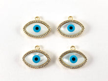 Load image into Gallery viewer, 18K Real Gold Plated Brass CZ Pave Shell Eye Charm Pendant 4pcs
