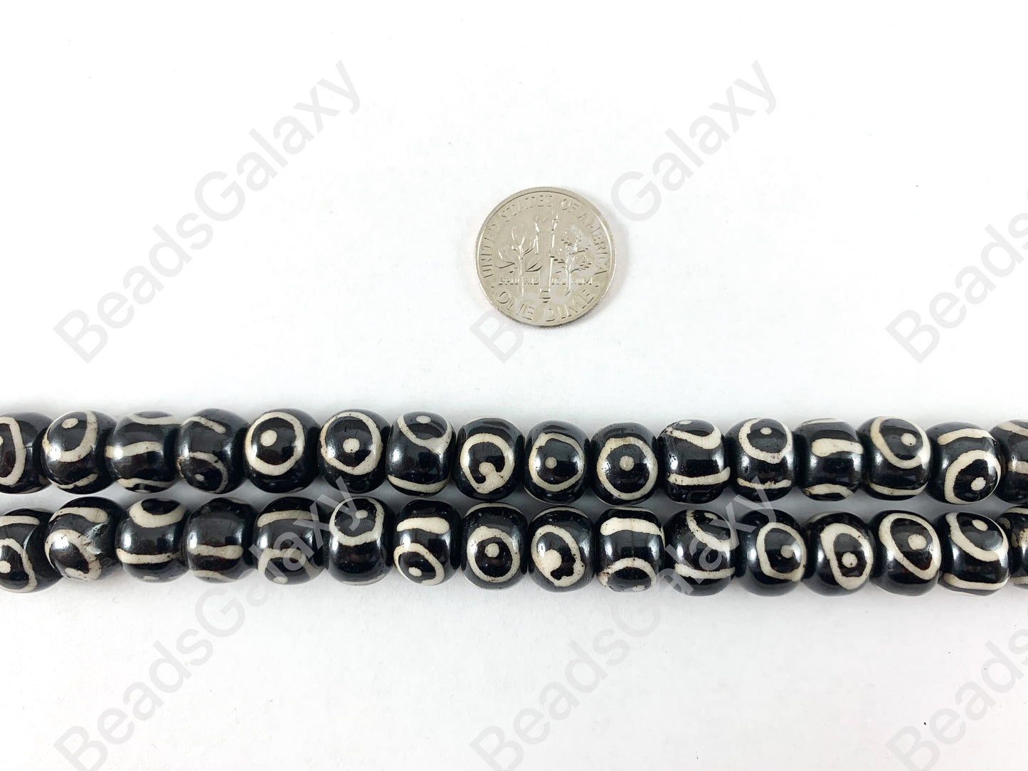 Black Bone Circle Eye Shiny Glossy Finish Bone Beads