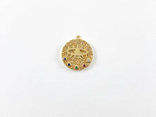 Load image into Gallery viewer, 18K Gold Plated CZ Multi Coin Evil Eye Charm Over Brass 5pcs
