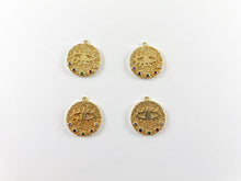 Load image into Gallery viewer, 18K Gold Plated CZ Multi Coin Evil Eye Charm Over Brass 5pcs
