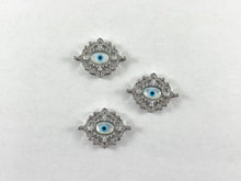 Load image into Gallery viewer, 18K Gold/Silver Plated CZ Pave Fancy Elegant Eye Connector 3pcs
