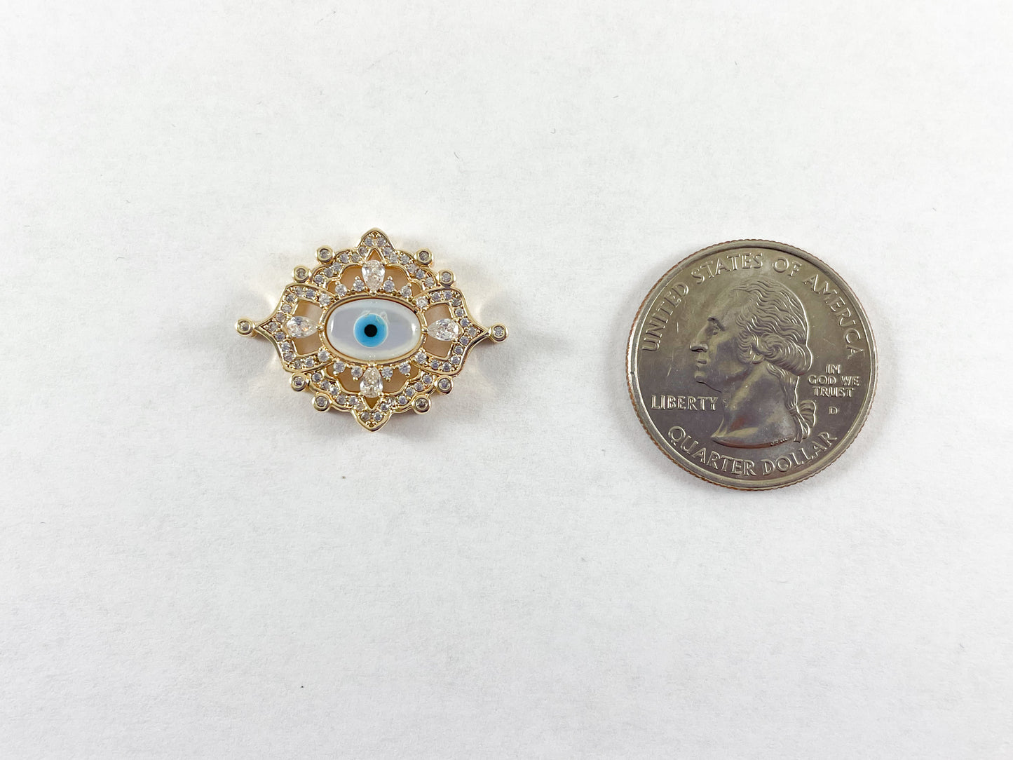 18K Gold/Silver Plated CZ Pave Fancy Elegant Eye Connector 3pcs