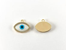 Load image into Gallery viewer, 18K Real Gold Plated Brass CZ Pave Shell Eye Charm Pendant 4pcs
