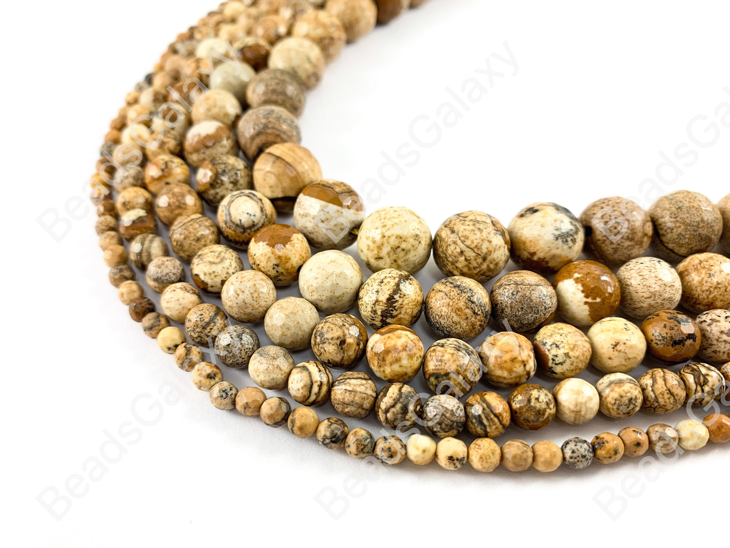 Faceted Picture Jasper Genuine Grade AAA Round Smooth Shiny Natural Gemstone Beads 14"- 15"