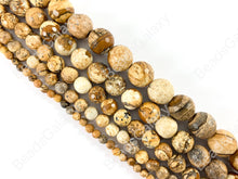 Load image into Gallery viewer, Faceted Picture Jasper Genuine Grade AAA Round Smooth Shiny Natural Gemstone Beads 14&quot;- 15&quot;
