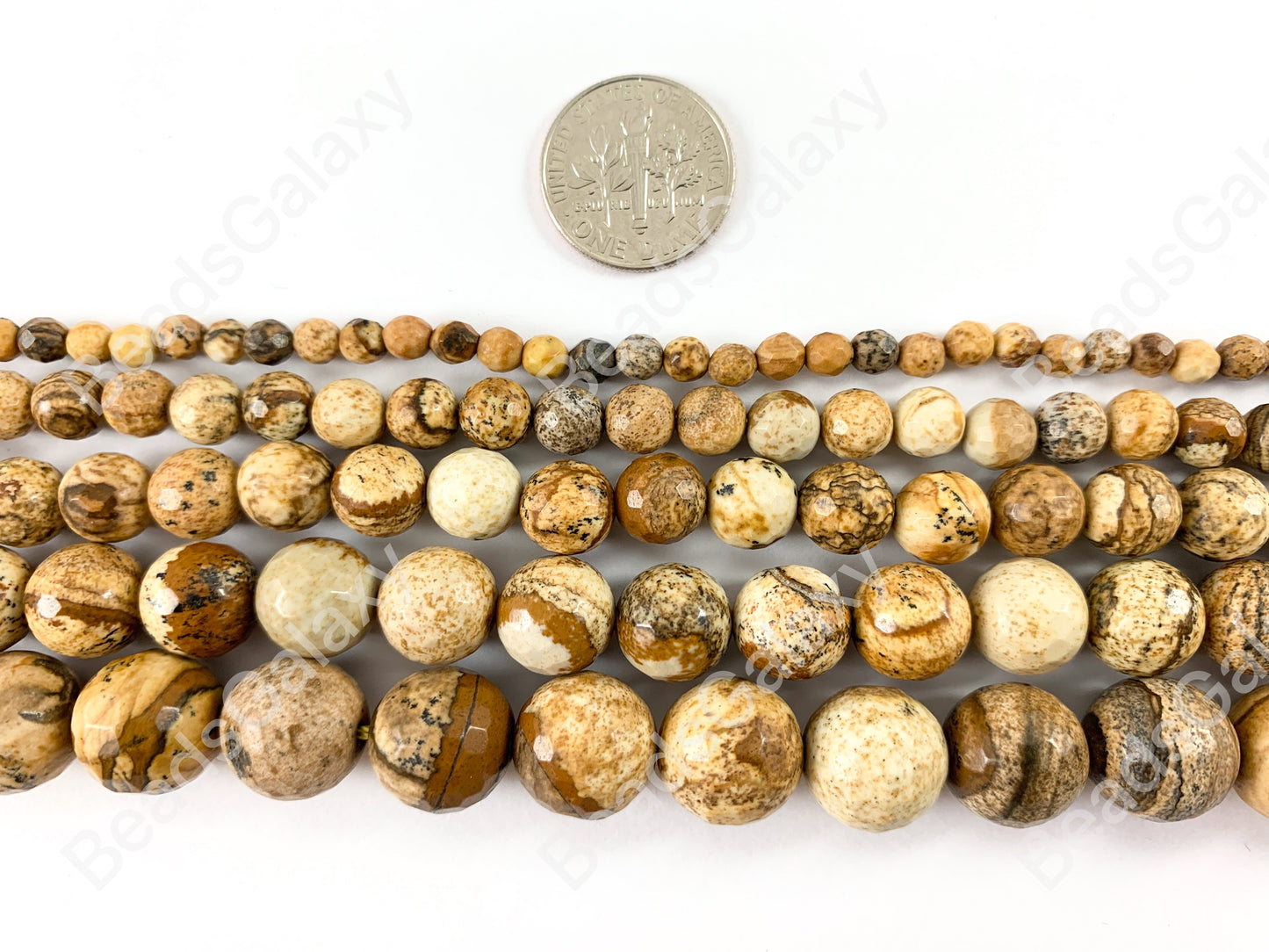 Faceted Picture Jasper Genuine Grade AAA Round Smooth Shiny Natural Gemstone Beads 14"- 15"