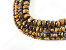 Cargar imagen en el visor de la galería, Ojo de tigre Amarillo Marrón Rondelle Facetado Natural Piedras Preciosas Genuinas Abalorios 4x3 6x4 8x5 10x6mm Alrededor 14&quot;-15&quot;
