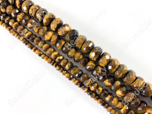 Cargar imagen en el visor de la galería, Ojo de tigre Amarillo Marrón Rondelle Facetado Natural Piedras Preciosas Genuinas Abalorios 4x3 6x4 8x5 10x6mm Alrededor 14&quot;-15&quot;
