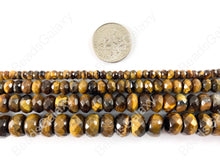 Cargar imagen en el visor de la galería, Ojo de tigre Amarillo Marrón Rondelle Facetado Natural Piedras Preciosas Genuinas Abalorios 4x3 6x4 8x5 10x6mm Alrededor 14&quot;-15&quot;
