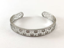 Load image into Gallery viewer, Real Gold/Platinum 18K Plated Copper CZ Pave Filigree Shiny Bracelet Cuffs
