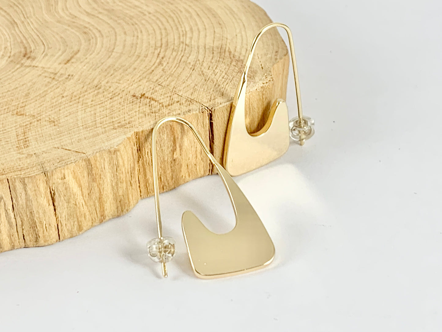 Minimalist Geometric Unique Gold Earrings in 18K Gold Plated Copper 3 pairs