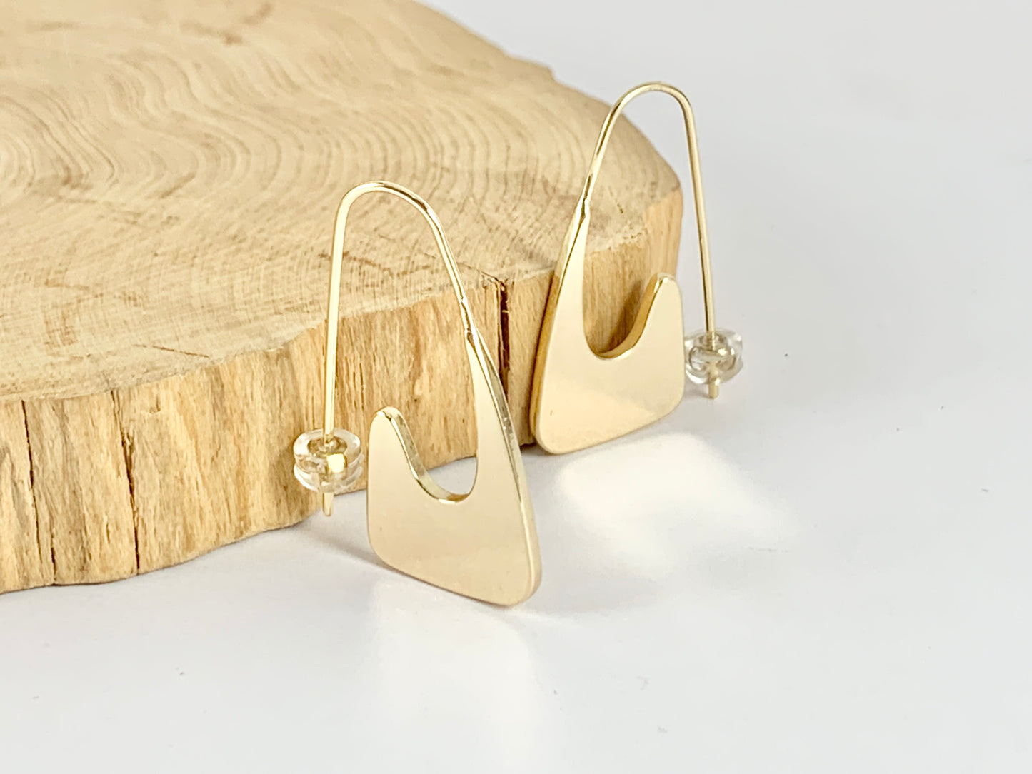 Minimalist Geometric Unique Gold Earrings in 18K Gold Plated Copper 3 pairs