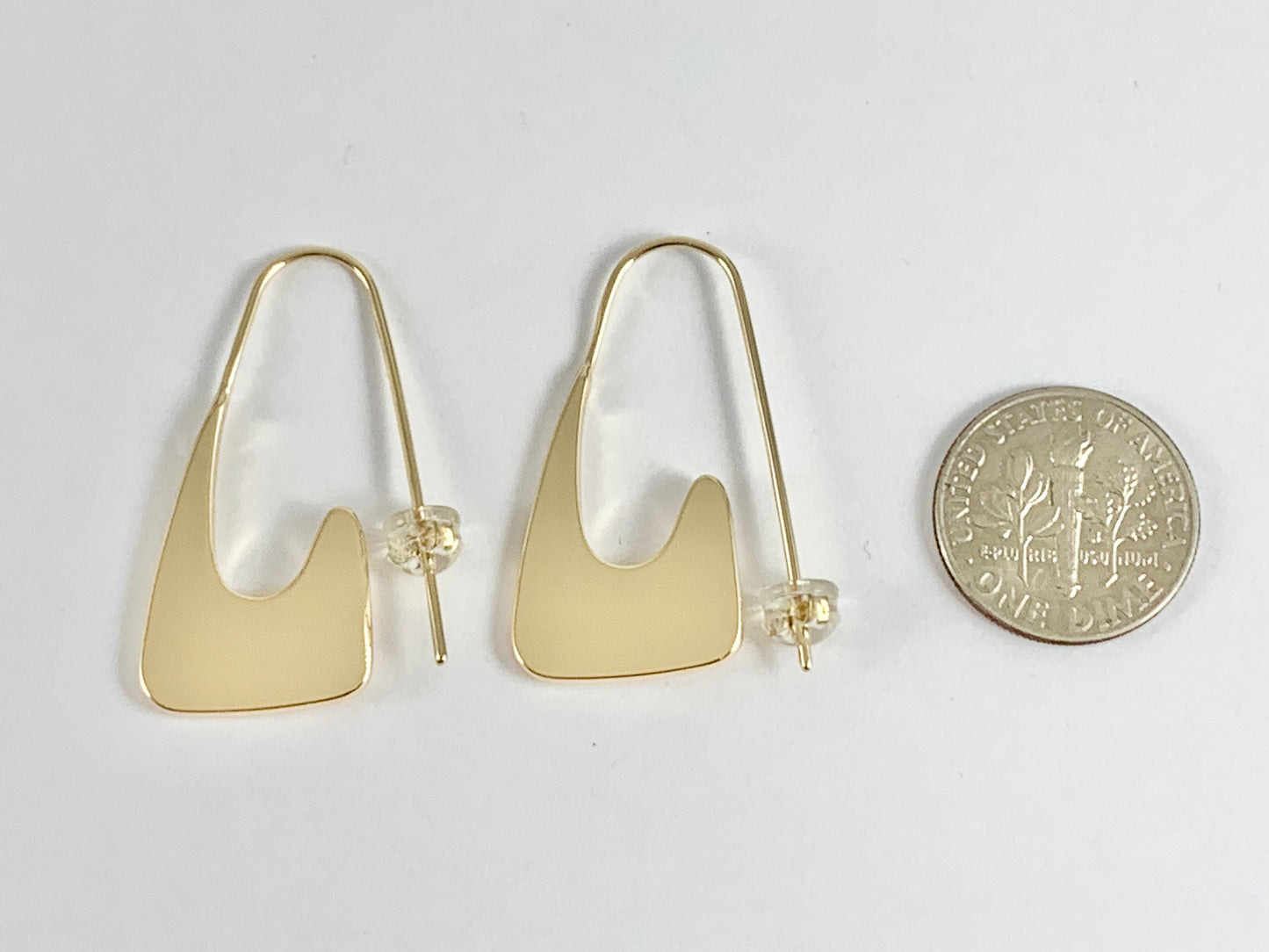 Minimalist Geometric Unique Gold Earrings in 18K Gold Plated Copper 3 pairs