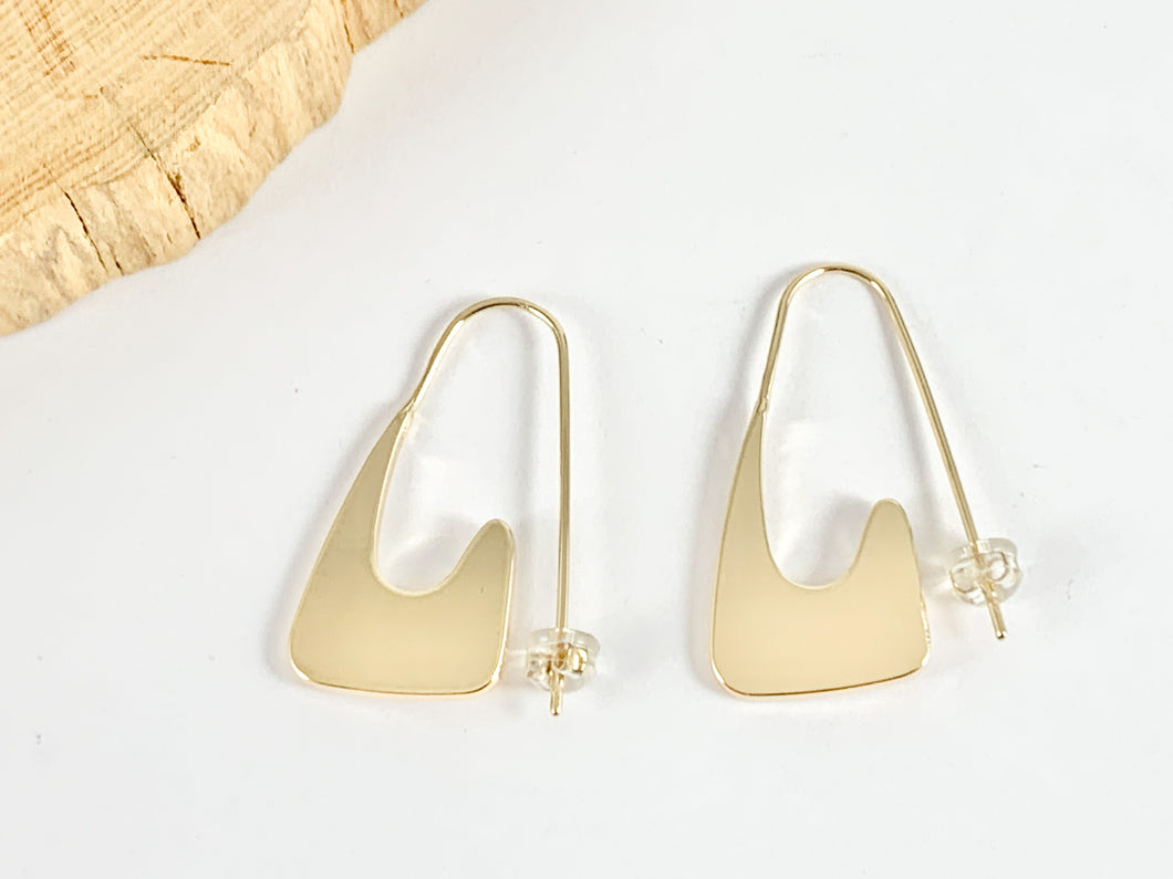 Minimalist Geometric Unique Gold Earrings in 18K Gold Plated Copper 3 pairs