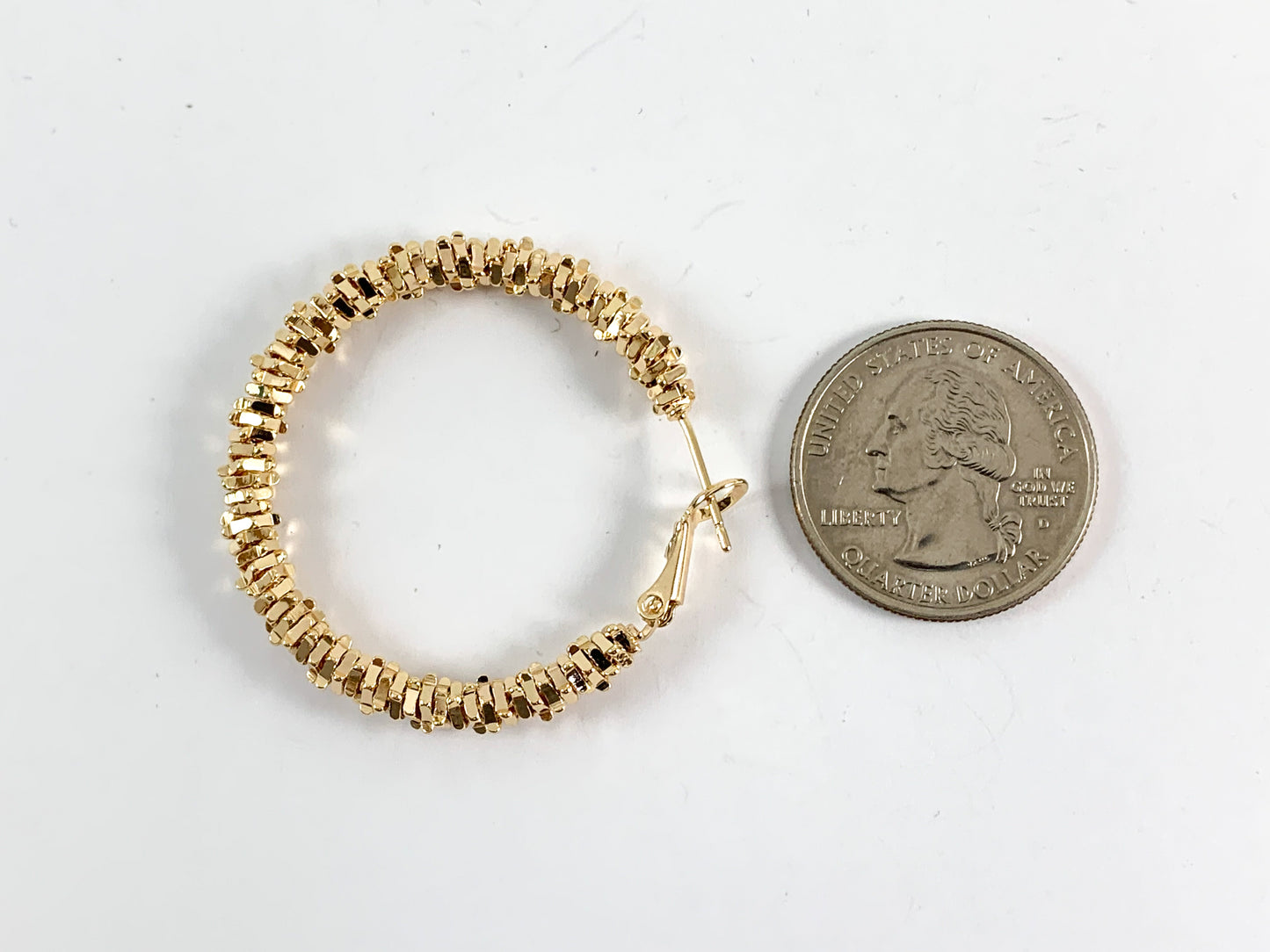 Pendientes grandes y gruesos con corona trenzada plana chapada en oro real de 18 quilates, 3 pares