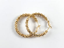 Load image into Gallery viewer, 18K Real Gold Plated Flat Twisted Wreath Big Chunky Earrings Hoops 3 pairs
