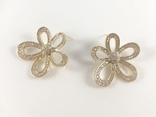 Load image into Gallery viewer, Real 18K Gold/Silver Plated CZ Pave Big Statement Flower Earrings Over Copper 2 pairs
