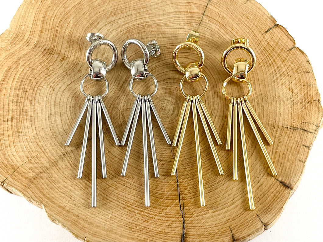 18K Gold or Platinum Plated Fringe Tassel Earrings Over Copper 4 pairs