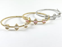 Load image into Gallery viewer, Real Gold/Platinum 18K Plated Copper Bracelet Clear Pink Geometric Cuffs/Bangles 1 cuff
