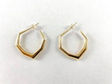 Load image into Gallery viewer, 18K Gold Plated Geometric Minimalist Hoop Earring Over Copper 3 pairs
