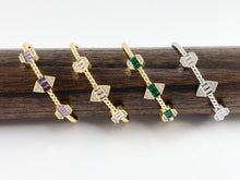 Load image into Gallery viewer, Real Gold/Platinum 18K Plated Copper Bracelet Clear Green Purple Geometric Cuffs 1 cuff
