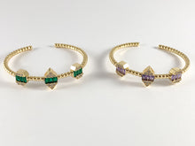 Load image into Gallery viewer, Real Gold/Platinum 18K Plated Copper Bracelet Clear Green Purple Geometric Cuffs 1 cuff
