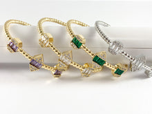 Load image into Gallery viewer, Real Gold/Platinum 18K Plated Copper Bracelet Clear Green Purple Geometric Cuffs 1 cuff
