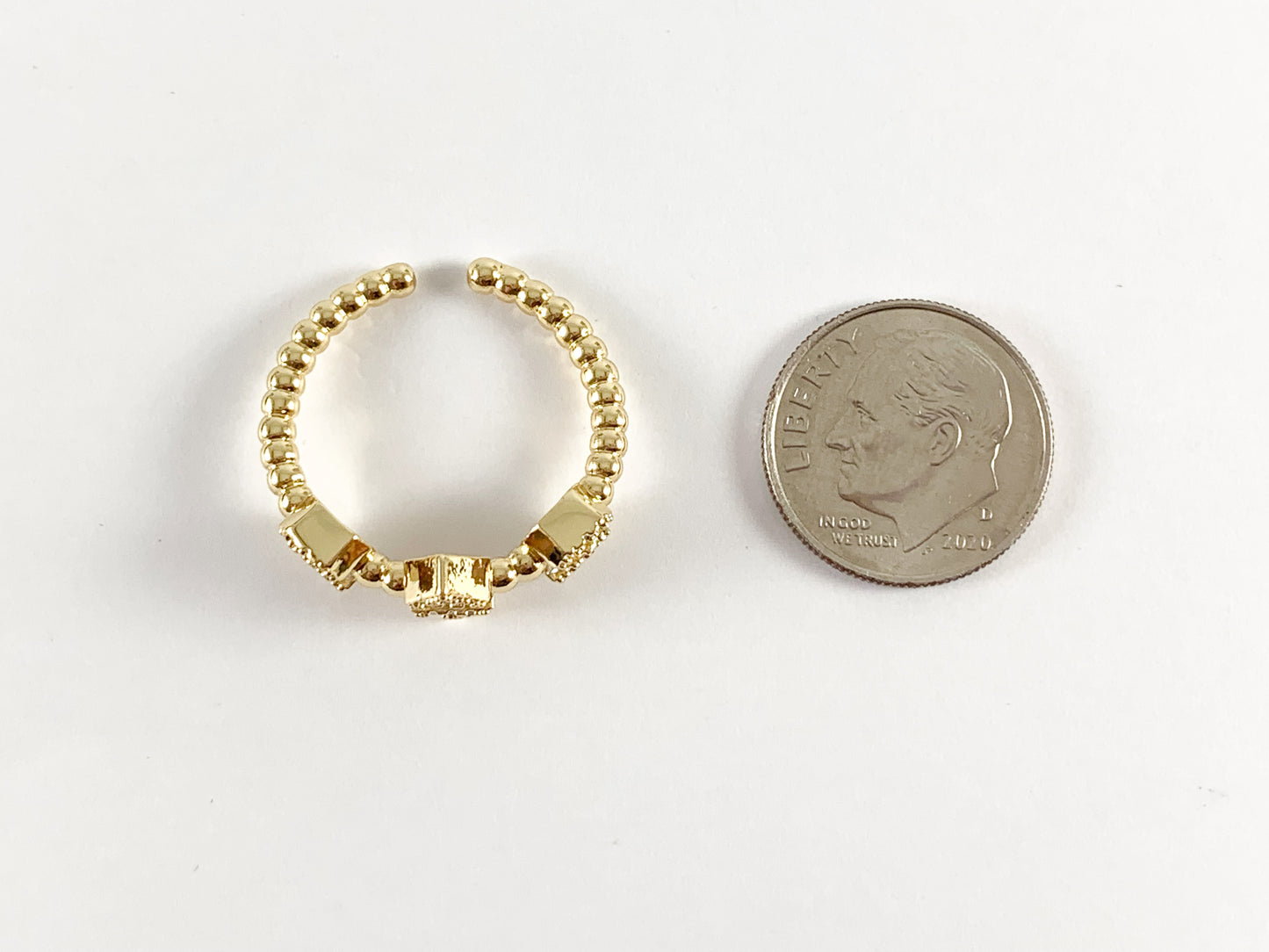 Real 18K Gold and Platinum Plated CZ Pave Geometric Diamond Ring 4pcs