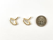 Load image into Gallery viewer, Real Gold Plated 18K Micro CZ Pave Ginkgo Leaf White Lip Shell Charm Over Copper 6pc
