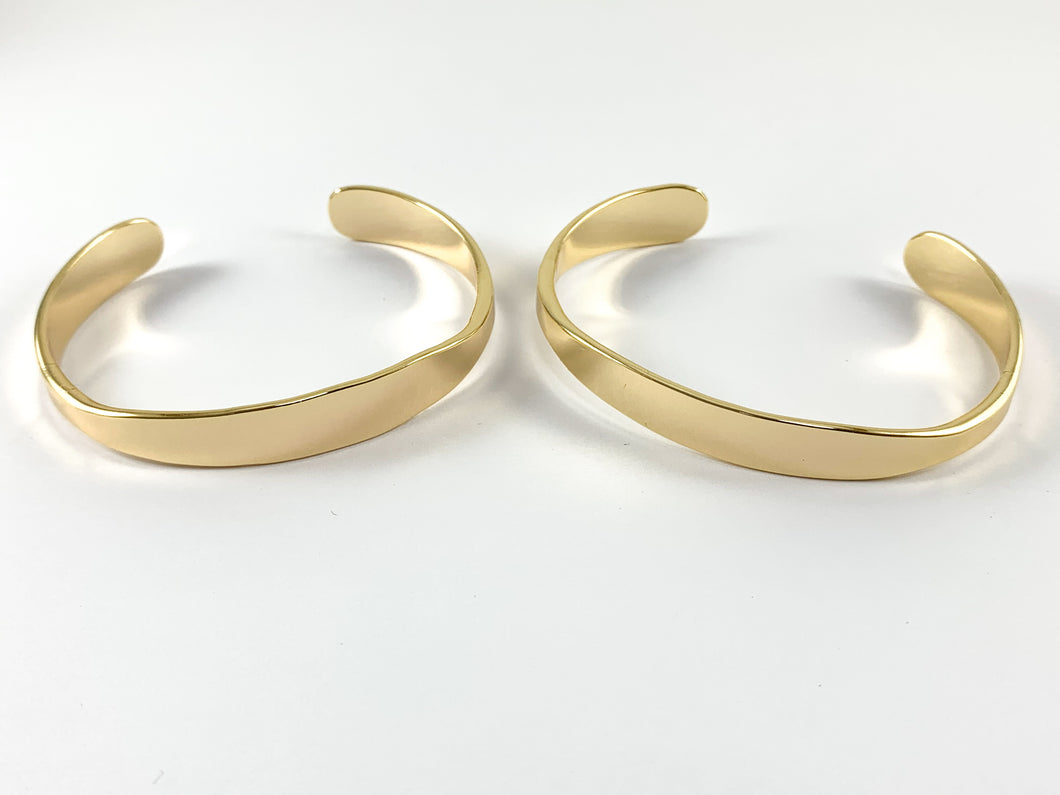 Brazalete ajustable minimalista simple de cobre chapado en oro real de 18 quilates, 2 piezas